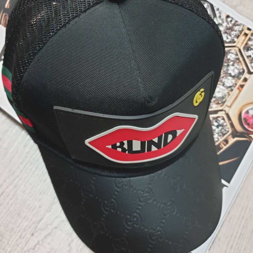 Baseball Gucci Cap Hat Black Red Lips Strap Back Fashion Luxury Women Accessory